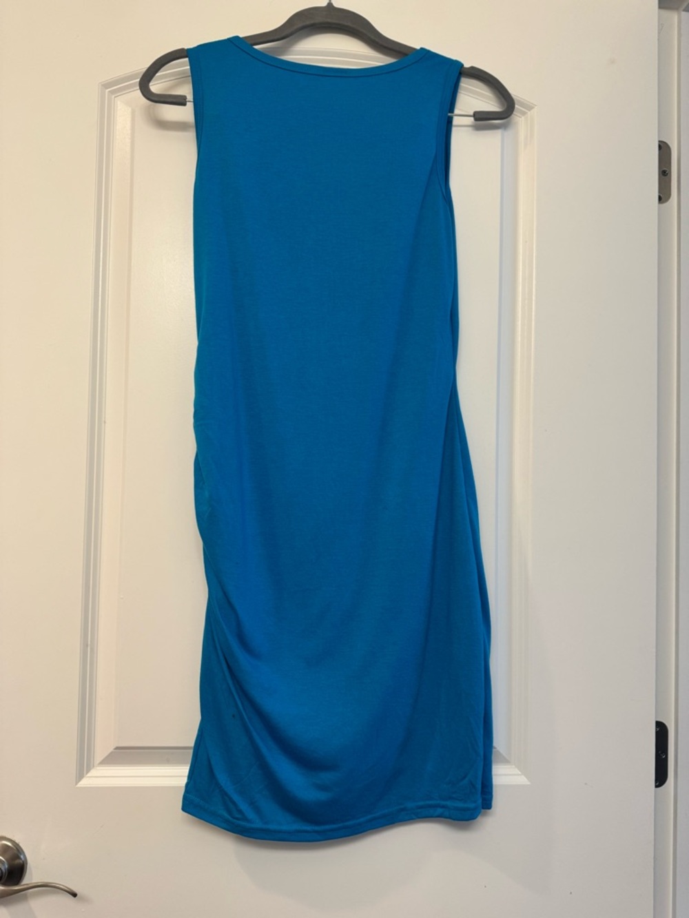 Sleeveless Blue Ruched Side Dress - Picture 3 of 4